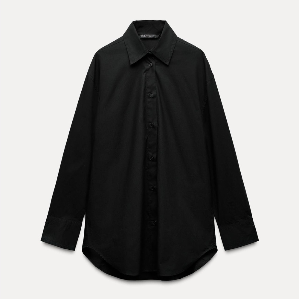 Oversized Shirt in Black poplin Zara